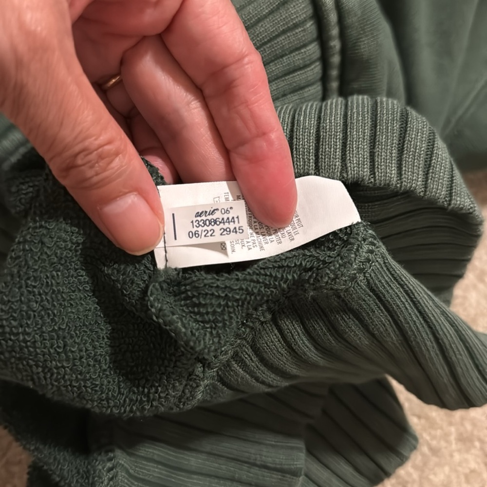 Aerie Down to Earth Henley Hoodie Oversized Slouchy Garment Dyed Green 2022-XS - Picture 10 of 10